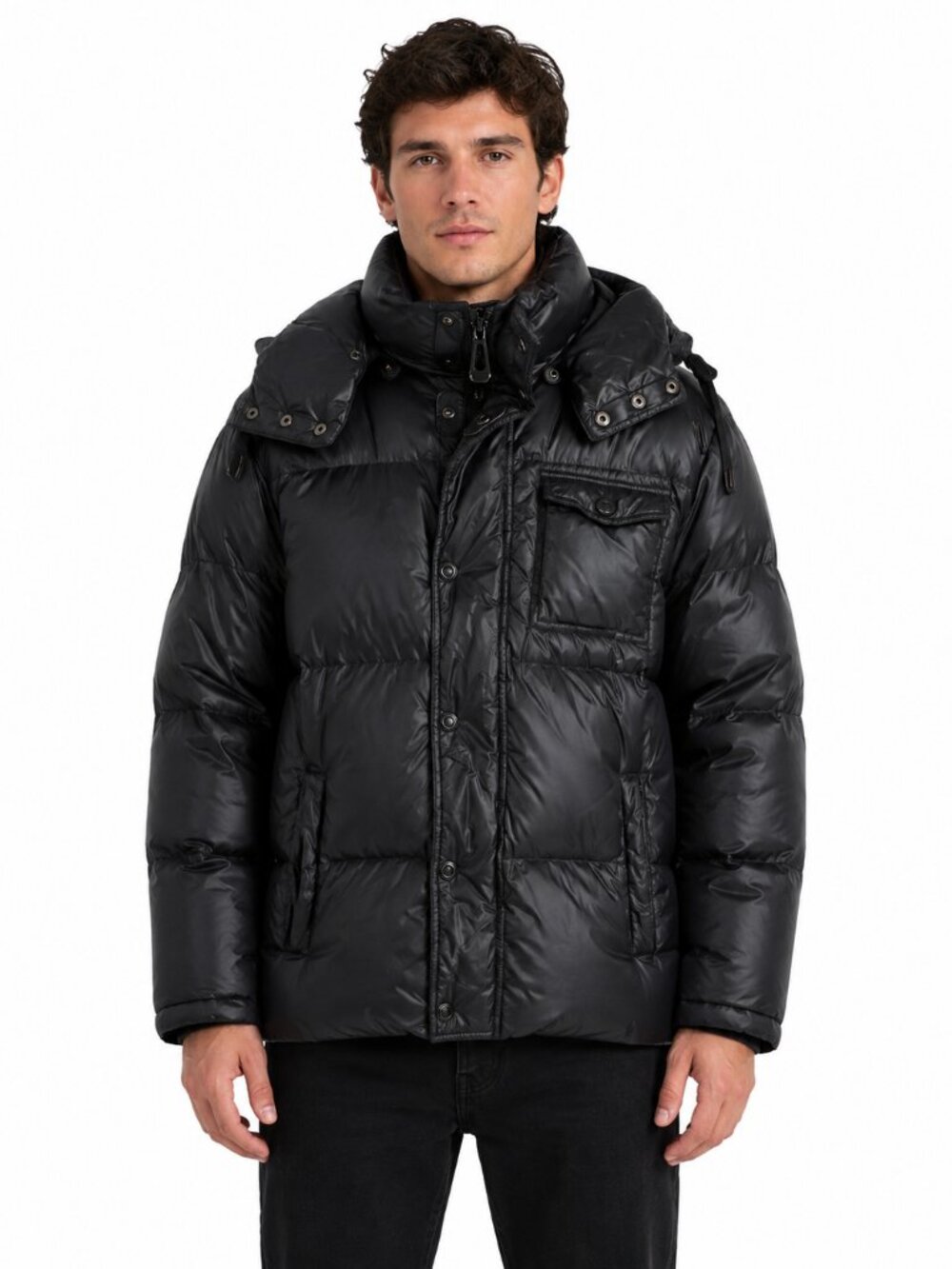 NOIZE Outerwear Co. Black Down Puffer Jacket with Removable Hood | Size Medium